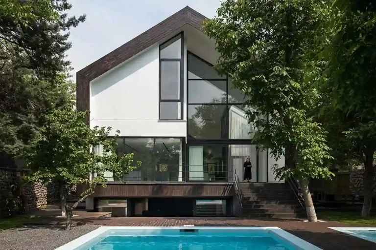 کرتین وال|نرده شیشه ای فریم لس توکار|درب و پنجره های کشویی لیفت|سقف شیشه ای ثابت|ویلای آشیانه|لواسان|اجرا شده توسط گروه مهندسی TSCO